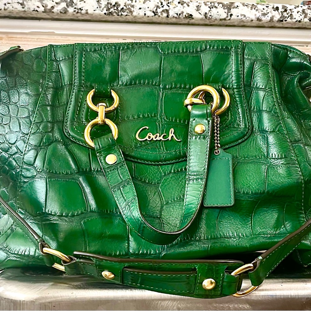Coach Ashley Embossed Croc Bag